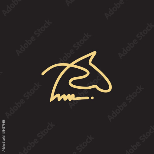 horse Logo is created with lines forming a stylized horse in gold color.