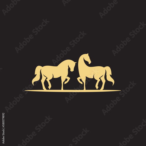 horse Logo is created with lines forming a stylized horse in gold color.