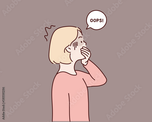 Shocked young woman. Hand drawn style vector design illustrations.