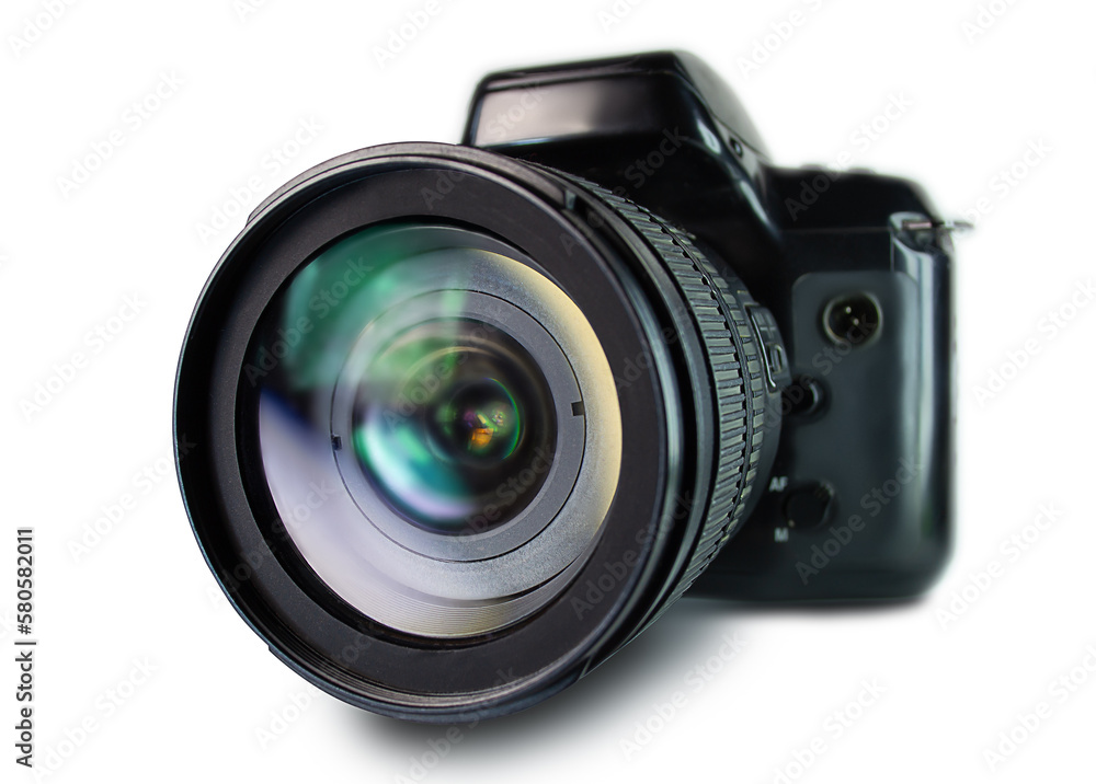 camera and photo lens isolated on white background close up camera and photo lens isolated on white background close up