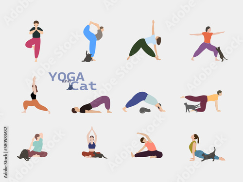 Yoga and cat (yoga poses)