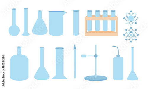 Tubes and bottles for research in the laboratory, scientific and educational theme