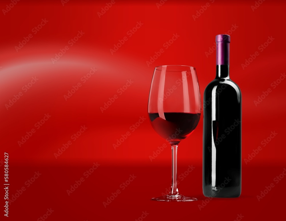 Bottle and glass of tasty red wine. Bottle and glass of tasty red wine.