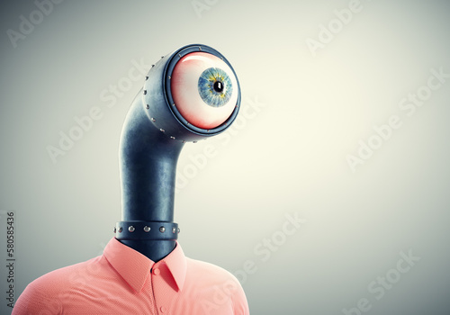Periscope with an eye. Follower and spying concept  . photo