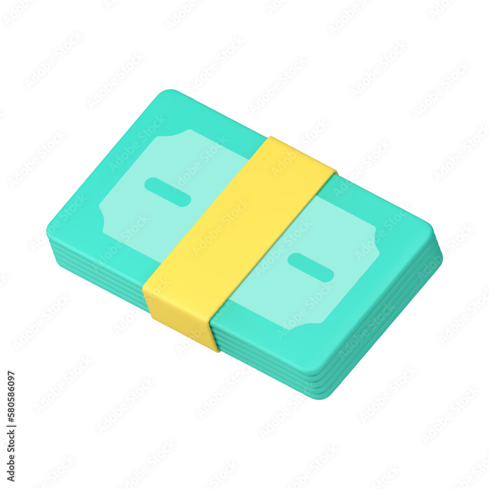 Dollar cash money stack pack savings wealth salary wages business currency exchange 3d icon vector Dollar cash money stack pack savings wealth salary wages business currency exchange 3d icon vector