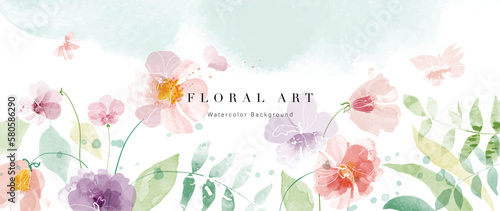 Fotografia, Obraz Abstract floral art background vector