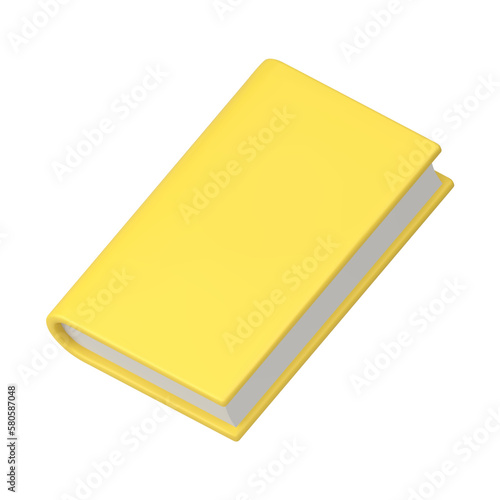Literature book library bookstore reading yellow textbook business planner 3d icon realistic vector