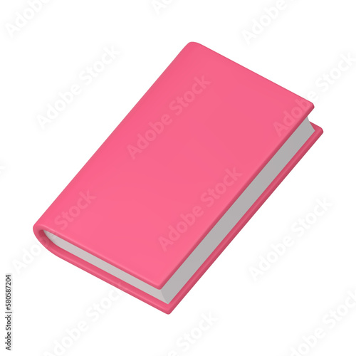 Book literature pink paper dictionary encyclopedia education learning 3d icon realistic vector