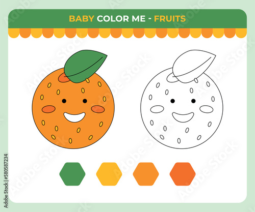 Dot-to-dot game for children, Fruit orange, Summer children game