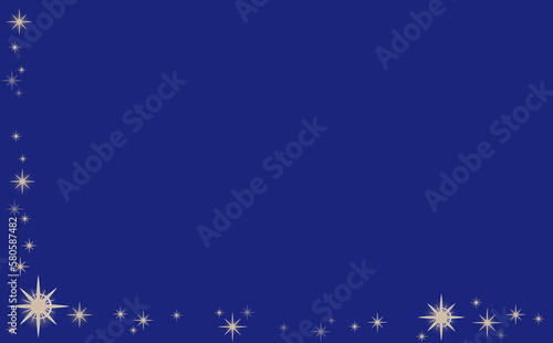 クリスマス☆イラスト素材 キラキラ星のL字フレーム・小 招待状など 紺背景 色違い・差分あり