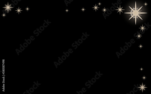 クリスマス☆イラスト素材 キラキラ星のL字フレーム・大 招待状など 黒背景 色違い・差分あり