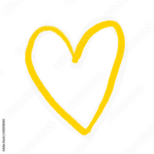 yellow heart in white outline on transparent background