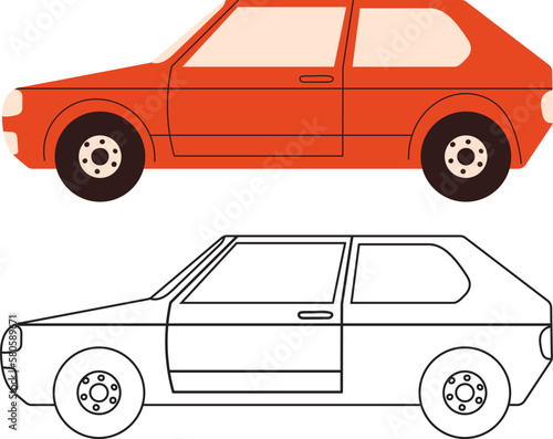 car coloring book for boys, sketch isolated