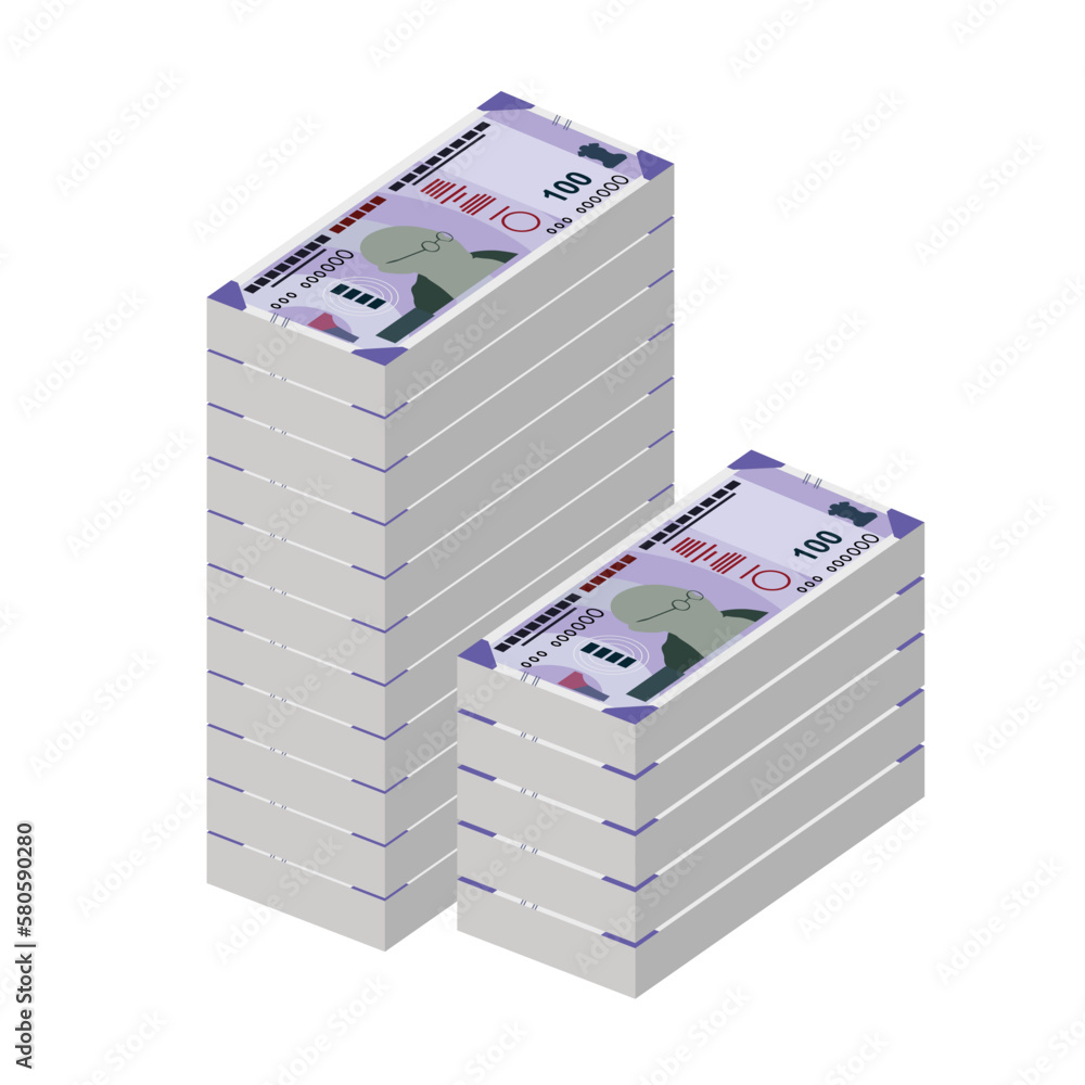 Indian Rupee Vector Illustration. India, Bhutan money set bundle banknotes. Paper money 100 INR. Flat style. Isolated on white background. Simple minimal design. Indian Rupee Vector Illustration. India, Bhutan money set bundle banknotes. Paper money 100 INR. Flat style. Isolated on white background. Simple minimal design.