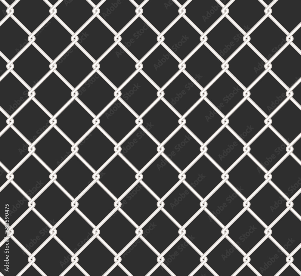 Naklejka premium Chain fence texture vector isolated. Background illustration, seamless pattern. Metal grid. Concept of security and protection.