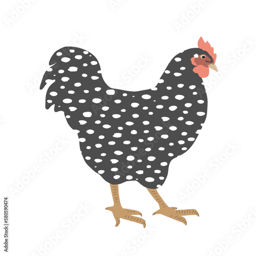 Speckled cock icon, dappled rooster vector illustration isolated on white. Funny and cute cockerel bird, Easter or farm theme design element.