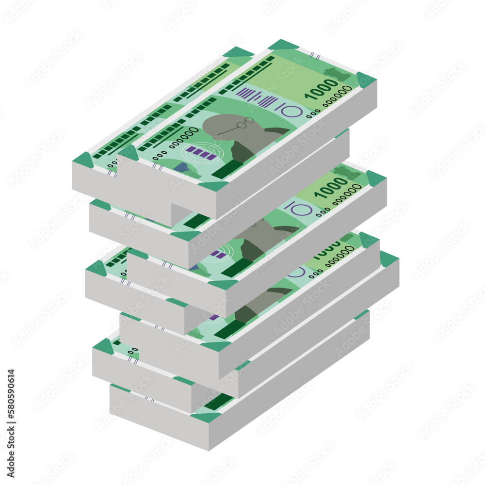 Fototapeta premium Indian Rupee Vector Illustration. India, Bhutan money set bundle banknotes. Paper money 1000 INR. Flat style. Isolated on white background. Simple minimal design.
