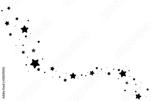 The stars are black on a white background. The black star shoots with an elegant star. Meteoroid, comet, asteroid, stars.