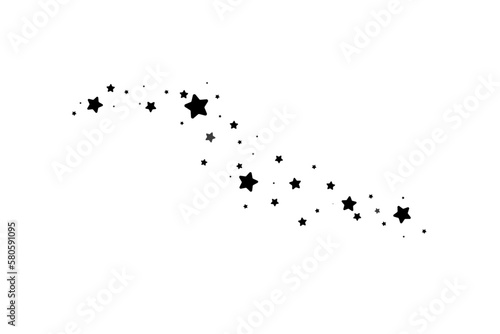 The stars are black on a white background. The black star shoots with an elegant star. Meteoroid, comet, asteroid, stars. © kulinskaia