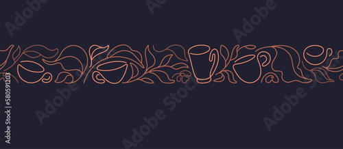 Tea abstract border Vector pattern Continuous line