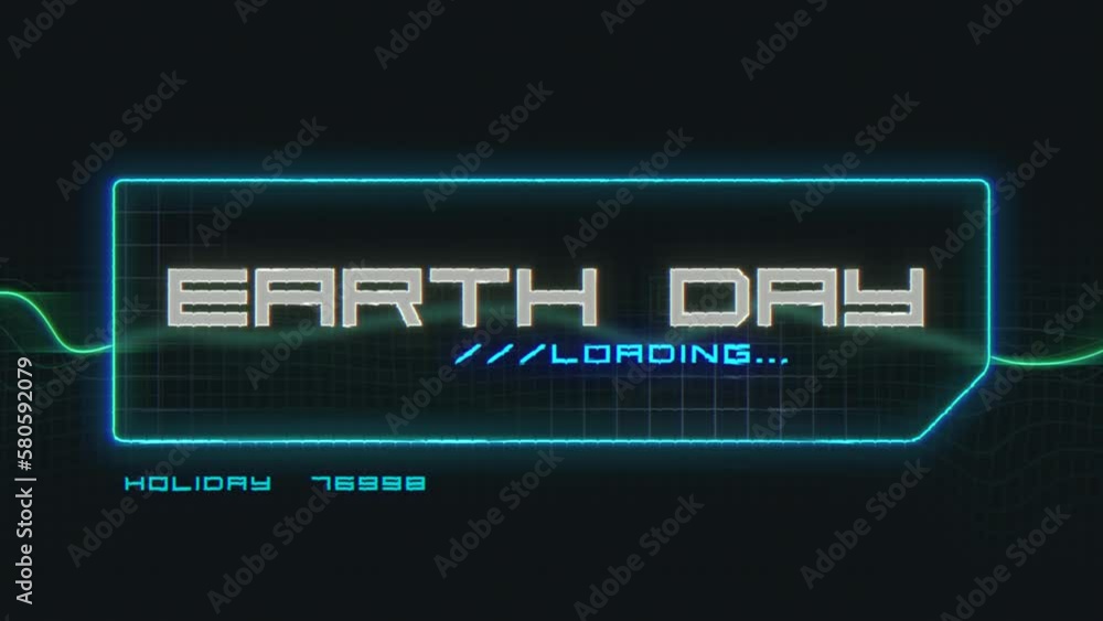 Earth Day on digital screen with HUD elements, motion abstract futuristic, cosmos and sci-fi style background Earth Day on digital screen with HUD elements, motion abstract futuristic, cosmos and sci-fi style background