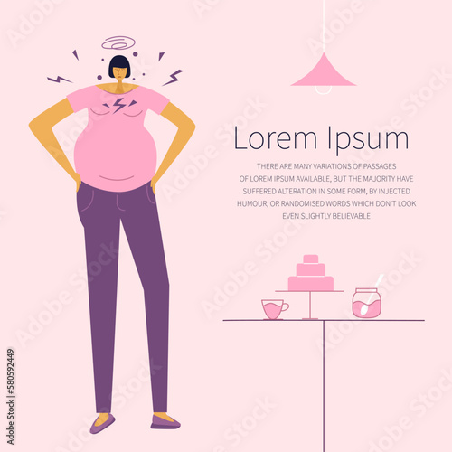 The heartburn during pregnancy.  The pregnant woman has got the symptoms, discomfort, pyrosis, epigastric burning pain, distress