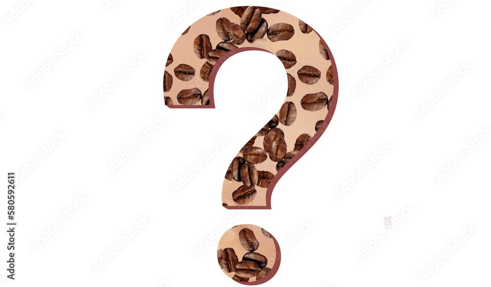 ? - question mark - font symbol - drawing coffee beans - png file - transparent background . Isolated from the front. ideal for website, email, presentation, advertis - obrazy, fototapety, plakaty 