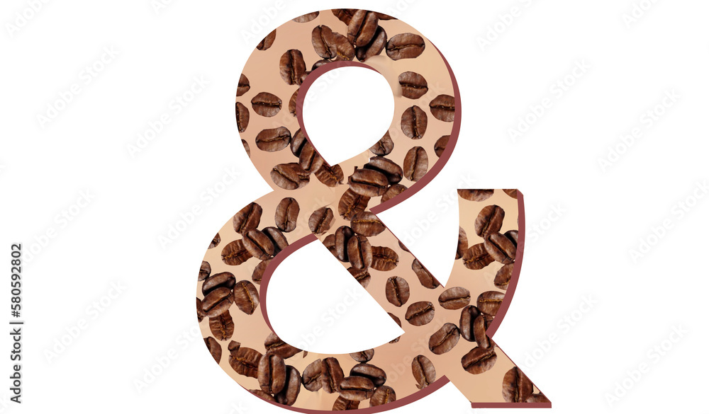 Obraz premium & - font symbol - png file - drawing coffee beans - a transparent background. Isolated from the front. ideal for website, email, presentation, advertisement, image 