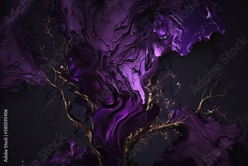 Moody and enigmatic abstract background with shades of dark purple. Elegant and sophisticated design, with a touch of mystery and intrigue. Generative AI.