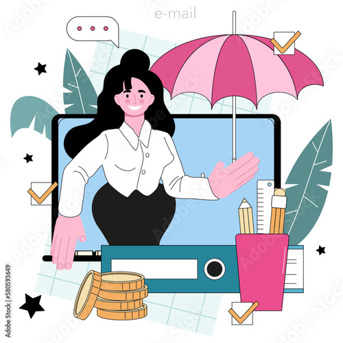 Insurance agent online service or platform. Security of property