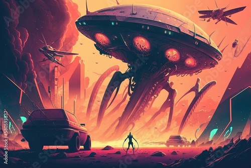 Fototapeta The invasion of aliens on Earth