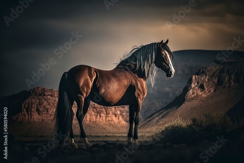 Horse with Dramatic Background - Capturing in a Landscape AI Generated © Digital Dreamscape