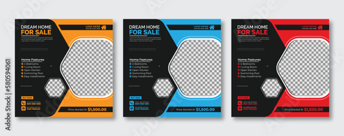 Real estate social media post web banner design template