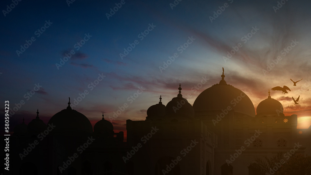 Silhouette of the mosque