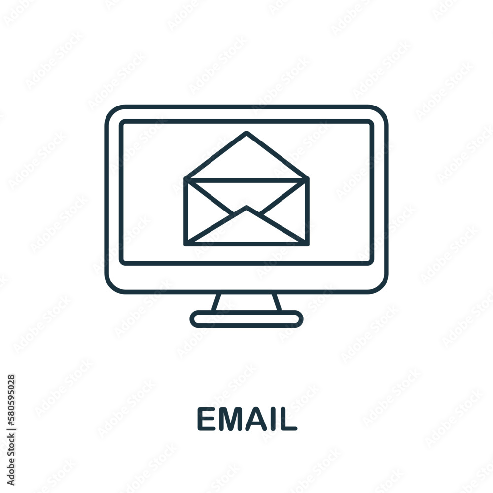Email line icon. Monochrome simple Email outlineicon for templates, web design and infographics Email line icon. Monochrome simple Email outlineicon for templates, web design and infographics