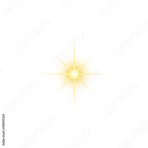Gold star decoration element on transparent background.