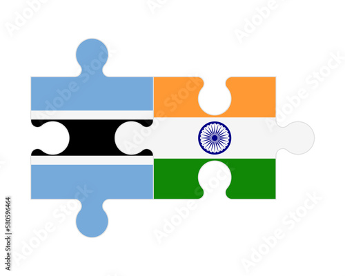 Puzzle of flags of Botswana and India, vector