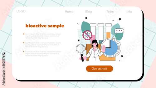 Virologist web banner or landing page. Scientist studies viruses