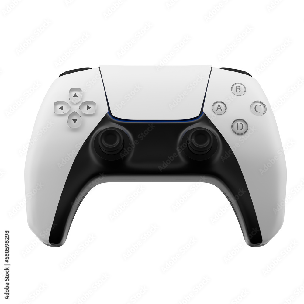 View from above. Game joystick isolated on white background. 3d render. View from above. Game joystick isolated on white background. 3d render.