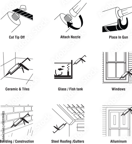 Silicone sealant apply the illustration