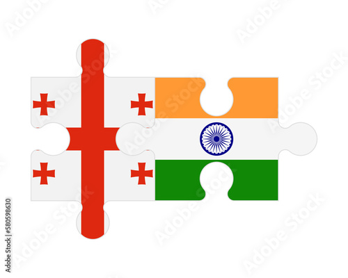 Puzzle of flags of Georgia and India, vector