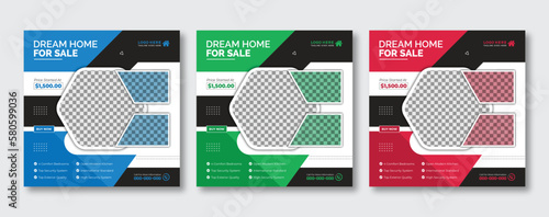 Dream home for sale social media banner design template