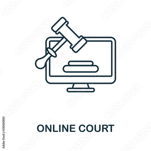 Online Court outline icon. Monochrome simple Online Court line icon for templates, web design and infographics
