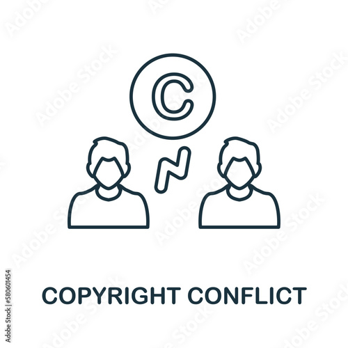 Copyright Conflict outline icon. Monochrome simple Copyright Conflict line icon for templates, web design and infographics