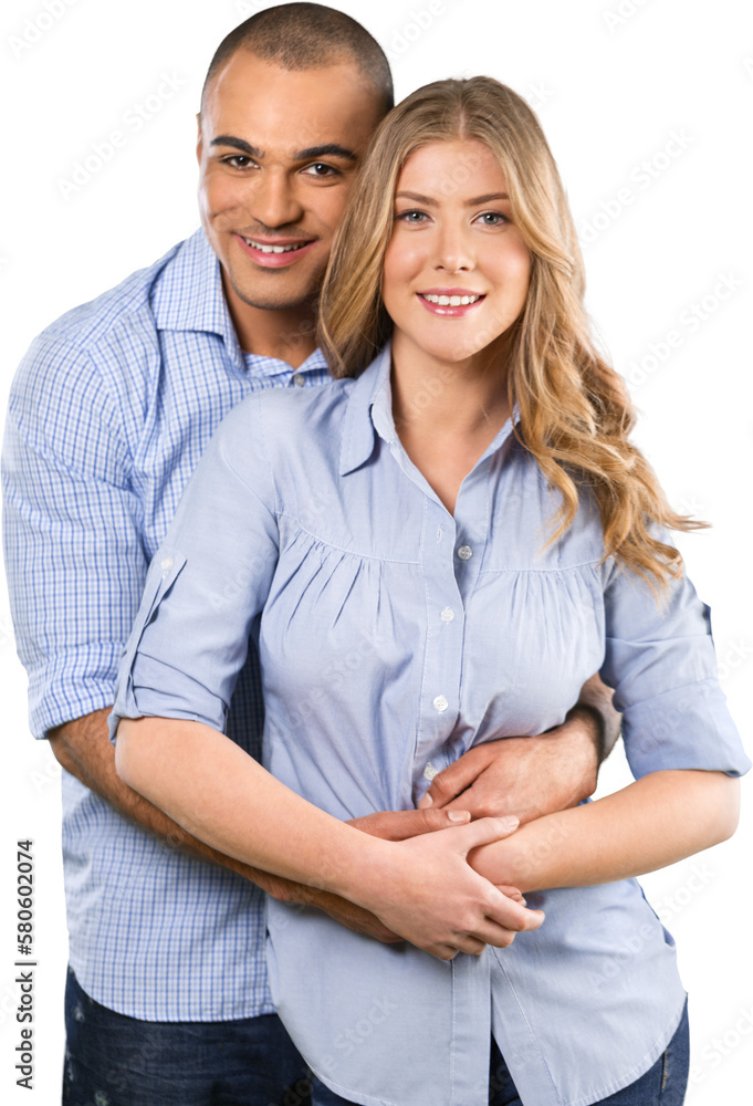 Young couple hugging isolated on white Young couple hugging isolated on white