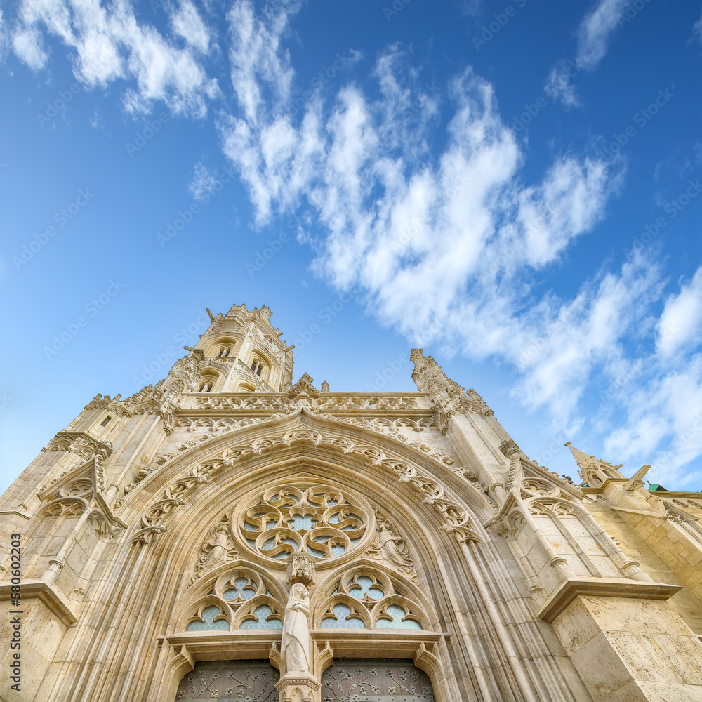 Stunning Matthias Church in Budapest, Hungary. Roman Catholic church in the Gothic styl