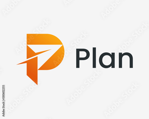 Letter P Initials Modern Send Arrow Pointer Paper Plane Mail Flight Fast Colorful Vector Logo Design