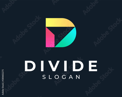 Letter D Initials Monogram Modern Colorful Trendy Arrow Pointer Cursor Forward Vector Logo Design