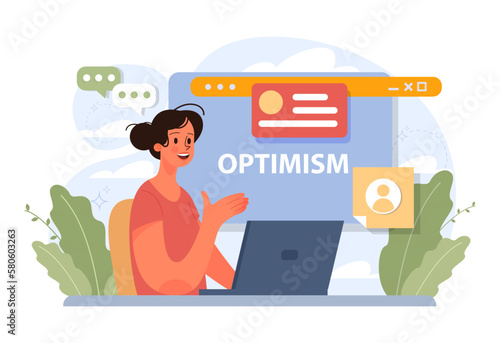 Positive thinking and optimism concept set. Employee motivation