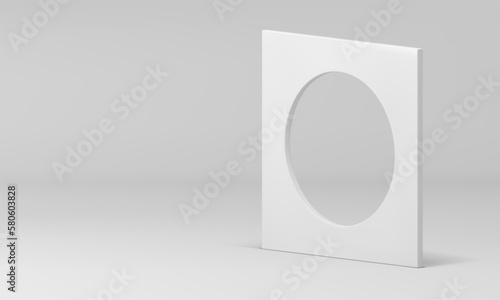 Free Download White squared hole circle frame premium minimalist decor element 3d vertical construction vector - GFXLoad